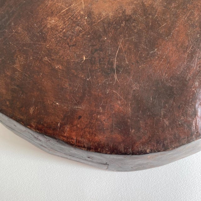 Wood Vintage Wooden Indian Attributed Chapati Bowl - Large Patinated Wood Bowl For Sale - Image 7 of 10