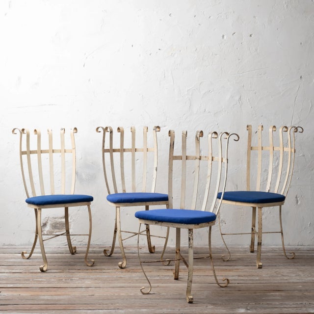 White Scrolled Wrought Iron Chairs - Set of 4 For Sale - Image 8 of 8