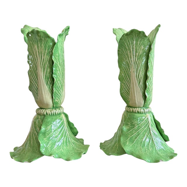 Vintage Dodie Thayer Cabbage Leaf Candleholders For Sale