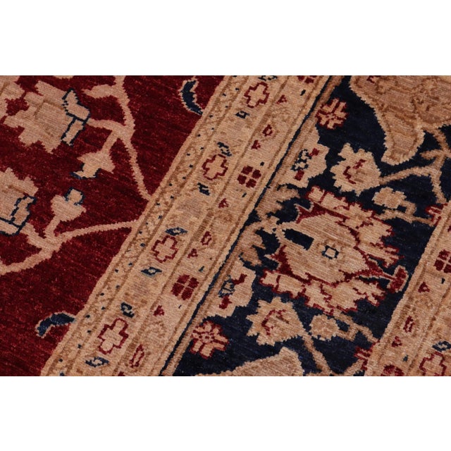 Textile Shabby Chic Ziegler Red Blue Hand-Knotted Wool Rug - 9'3'' X 11'8'' For Sale - Image 7 of 8