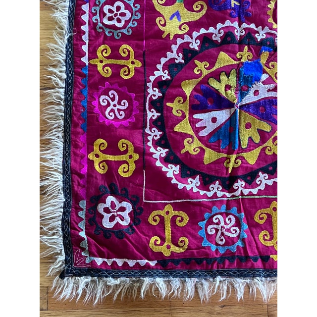 Red 1970s Suzani & Alpaca Blanket For Sale - Image 8 of 12