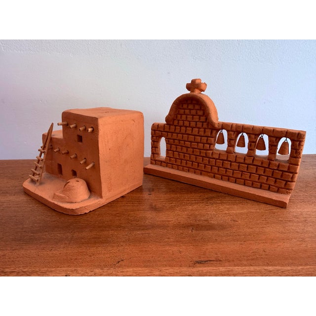 Mid 20th Century Miniature Southwestern Terracotta Adobe Structures, a Pair For Sale - Image 10 of 12