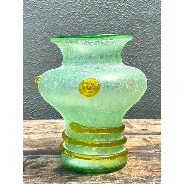 Vintage Italian Hand Blown Glass Vase For Sale - Image 9 of 12