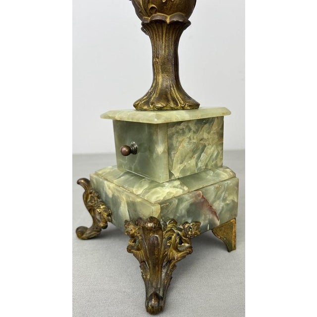 Antique French Brass and Marble 5-Arm Candelabra For Sale - Image 10 of 12