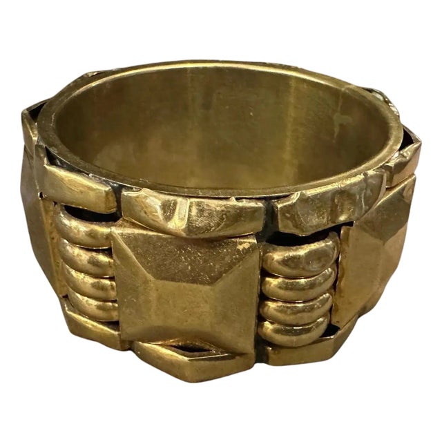 1930s Art Deco Gilded Metal Bangle Bracelet For Sale