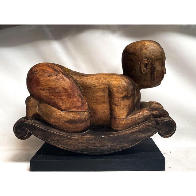 Baby Buddha Statue on Low Profile Formica Base For Sale - Image 4 of 14