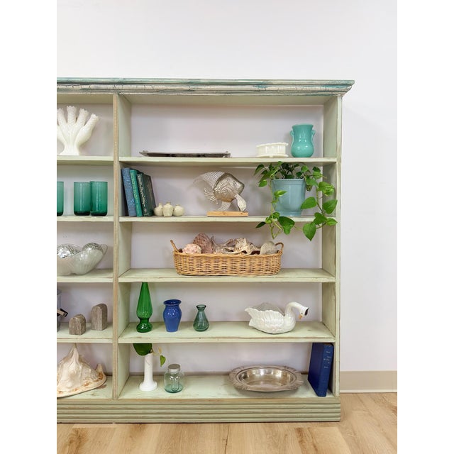 Handmade Seafoam Coastal Wood Shelf Weathered Vintage Display Storage 10 Shelves For Sale - Image 11 of 12