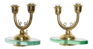 1950s Italian Candelabra Table Lamps Floating Glass Style of Gio Ponti