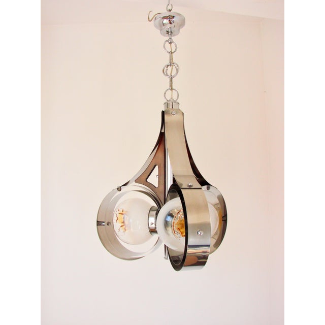 Chrome and Murano Art Glass Pendant Lamp from Mazzega, Italy, 1970s, in Very Good conditions. Designed 1970 to 1979 Up to...