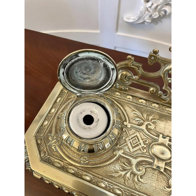 Gold 19th Century French Cast Brass Desk Set, 1860s, Set of 4 For Sale - Image 8 of 15