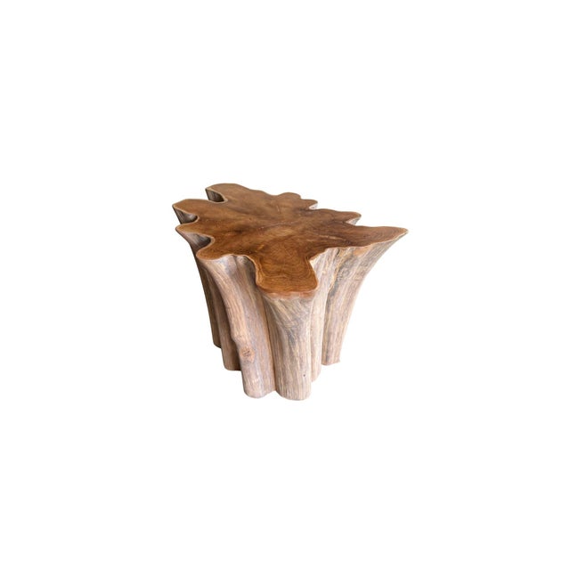 Sculptural Solid Teak Wood Table With Natural Grain & Bleached Finish For Sale - Image 13 of 14