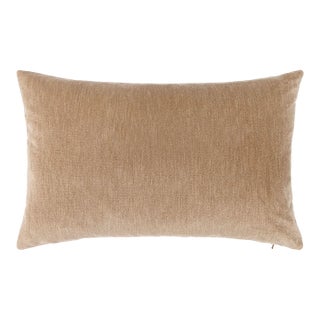 Scalamandre 22" x 14" Tudor Velvet Lumbar Pillow in Fawn For Sale