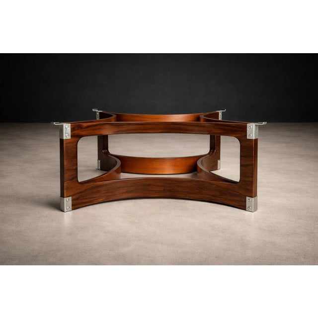 Round Coffee Table in Bent Rosewood & Glass by Novo Rumo, Brazil, 1960s For Sale - Image 9 of 10