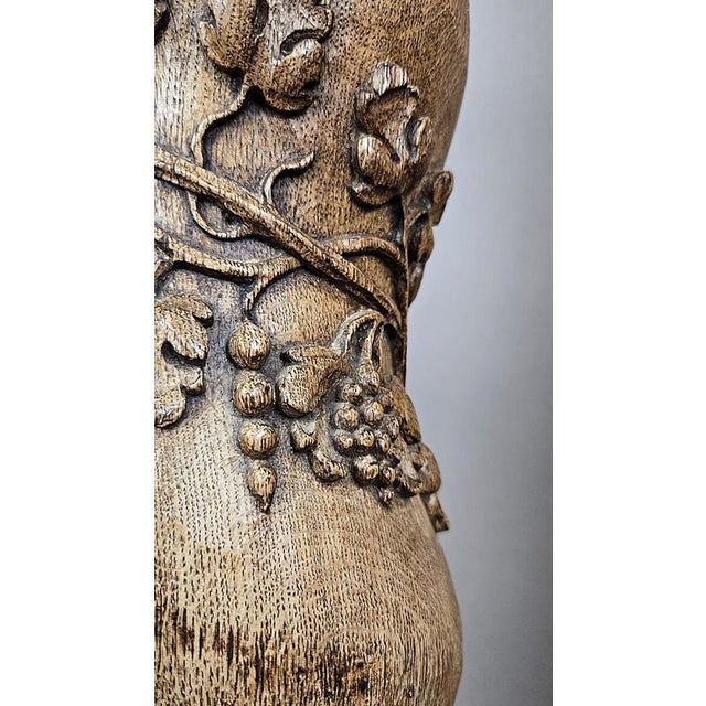 Carved Oak Twisted Columns, 1700s, Set of 2 For Sale - Image 6 of 15