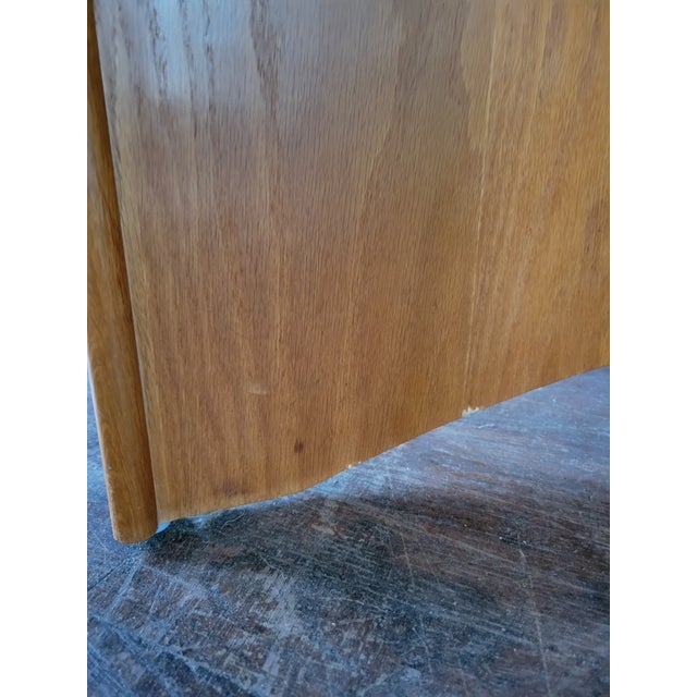 1970s Oak and Calcatta Marble Coffee Side Table, in Manner of Frank Lloyd Wright For Sale - Image 10 of 13