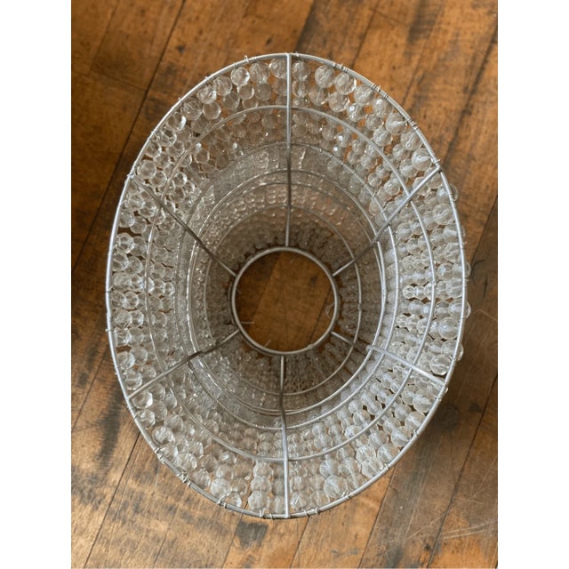 Antique French Chandelier Globe Basket With Glass Beads For Sale In Pittsburgh - Image 6 of 6