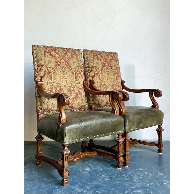 Baroque Vintage Boho Lillian August Throne Chairs - A Pair For Sale - Image 3 of 11