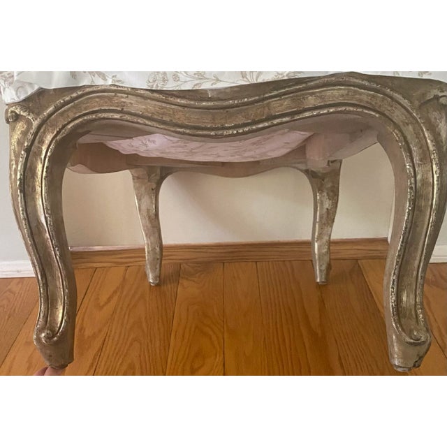 Silver Rose Tarlow Louis XV Ottoman in Gilt Silver Leaf For Sale - Image 8 of 9