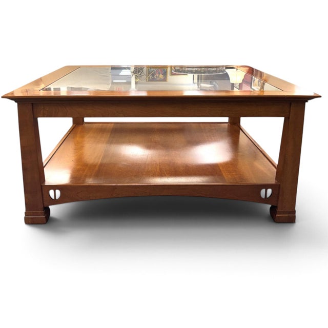 Stickley Vintage Stickley Glass Top Cocktail or Coffee Table For Sale - Image 4 of 17