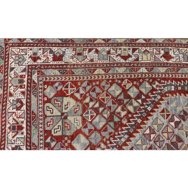 Tribal Antique Persian Shiraz Rug With Geometric Tribal Design and Rich Color Palette 5'0 X 6'1 For Sale - Image 3 of 11