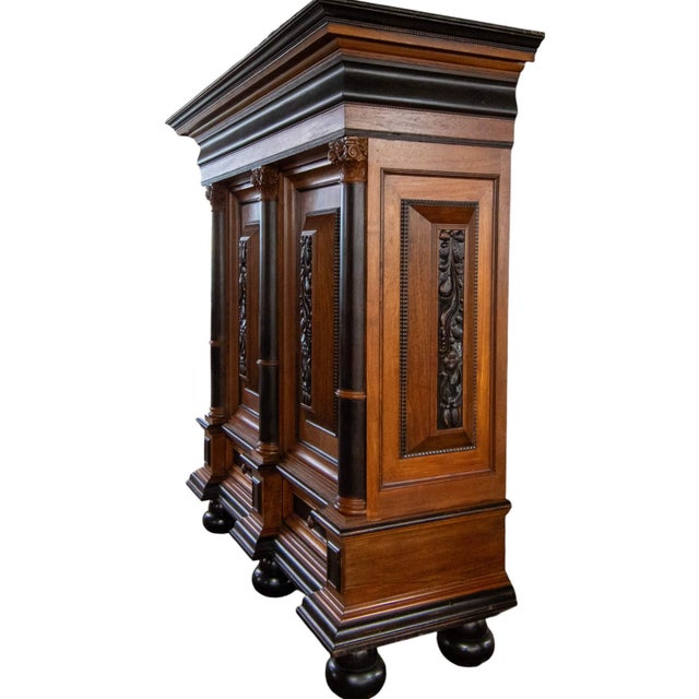 Antique Dutch Kussenkast Baroque Rosewood & Black Cupboard For Sale - Image 4 of 7