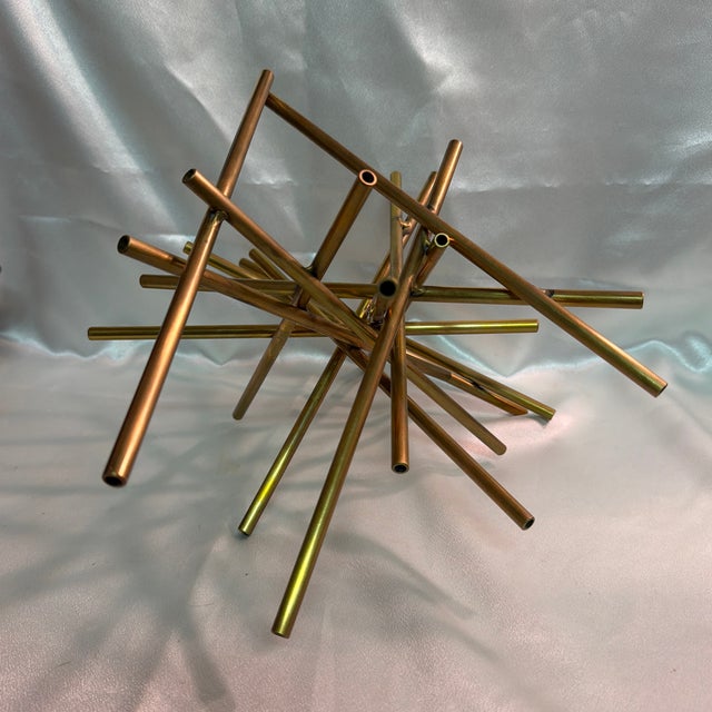 1980s MCM Gold Colored Bars Table Sculpture For Sale - Image 5 of 5