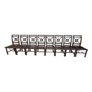 Late 20th Century McGuire Rattan Target Back Chairs From the American Club Set of 8 For Sale