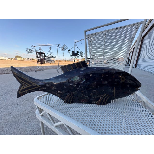 Maitland Smith Tessellated Horn and Abalone Fish Sculpture For Sale - Image 6 of 10