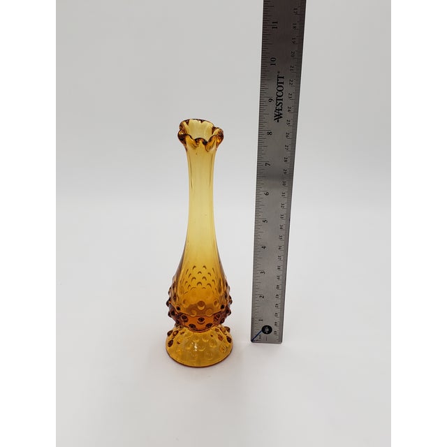 Vintage Fenton Amber Hobnail Swung Vase For Sale - Image 9 of 9