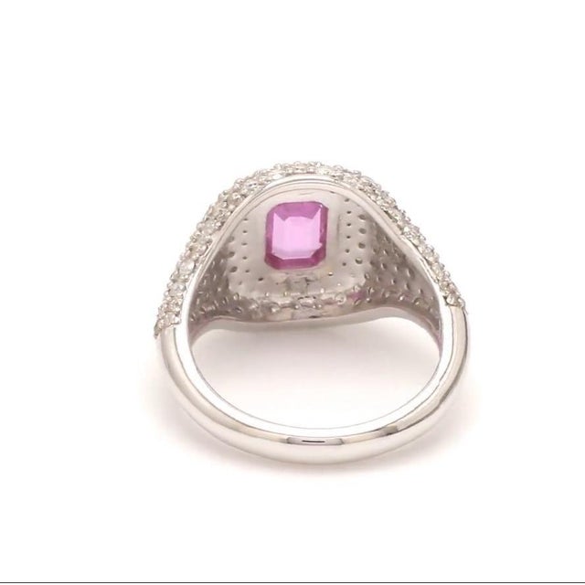Natural 0.71 cts pink sapphire & 1.11 cts diamond ring 18k gold For Sale - Image 11 of 18