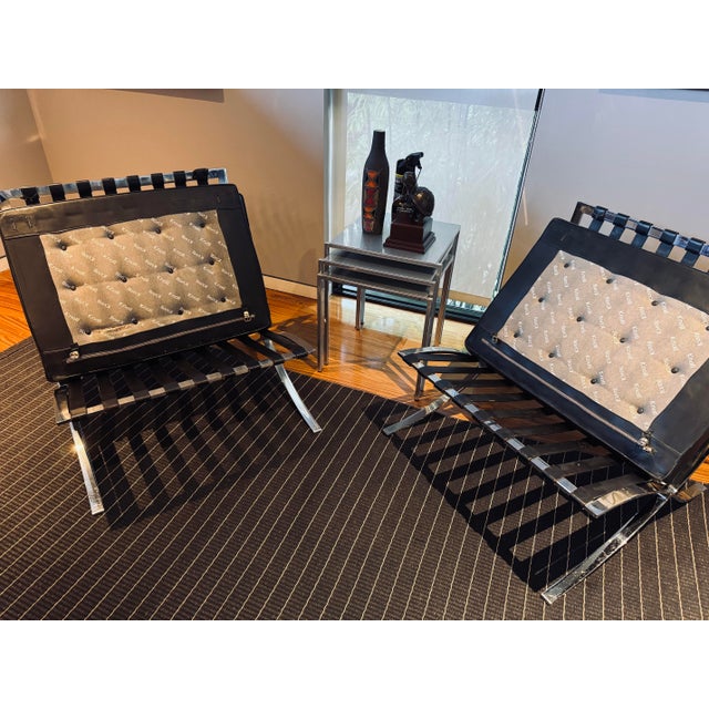 1980s Mies Van Der Rohe Knoll Barcelona Chairs Black Leather For Sale In West Palm - Image 6 of 7