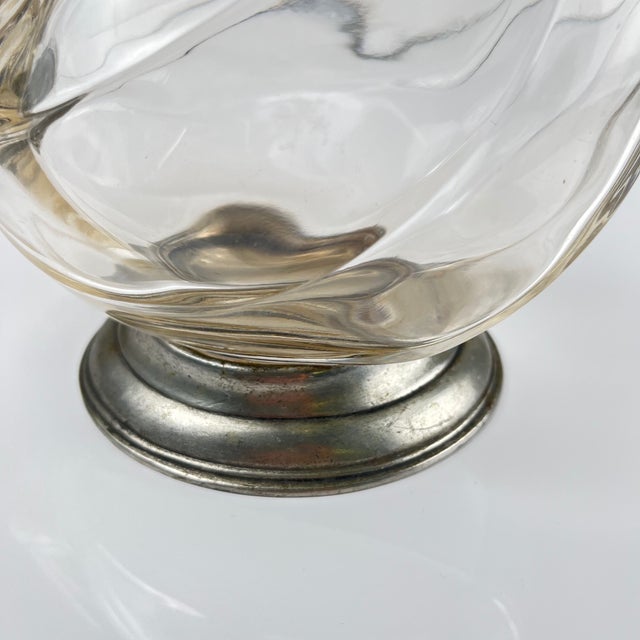 Zoomorphic Rooster Ewer in Glass and Pewter, 1930s For Sale - Image 4 of 14