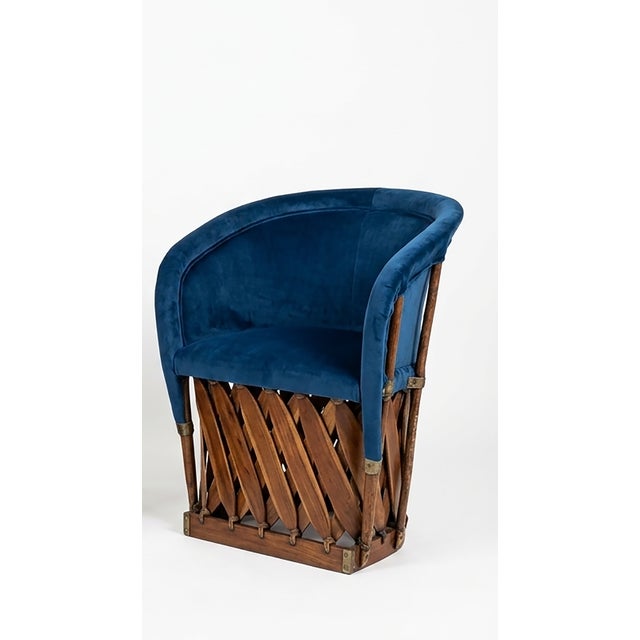 A unique pair of chairs blending the traditional Mexican "Equipal" structural design with a luxurious modern twist....