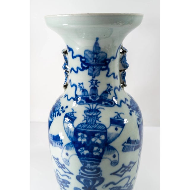 Ceramic Early 20th Century Chinese Celadon and Underglaze Blue Vase For Sale - Image 7 of 12
