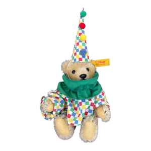 Vintage Steiff Clown Teddy Bear Plush With Original Outfit and Hat, Made in West Germany..