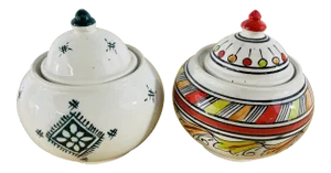 Lidded Ceramic Sugar Bowls, a Pair