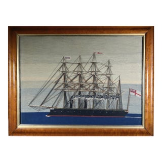 British Sailor’s Woolwork of a Royal Navy Five-Masted Ironclad HMS Minotaur in Her Trials Rig, Minotaur Class For Sale
