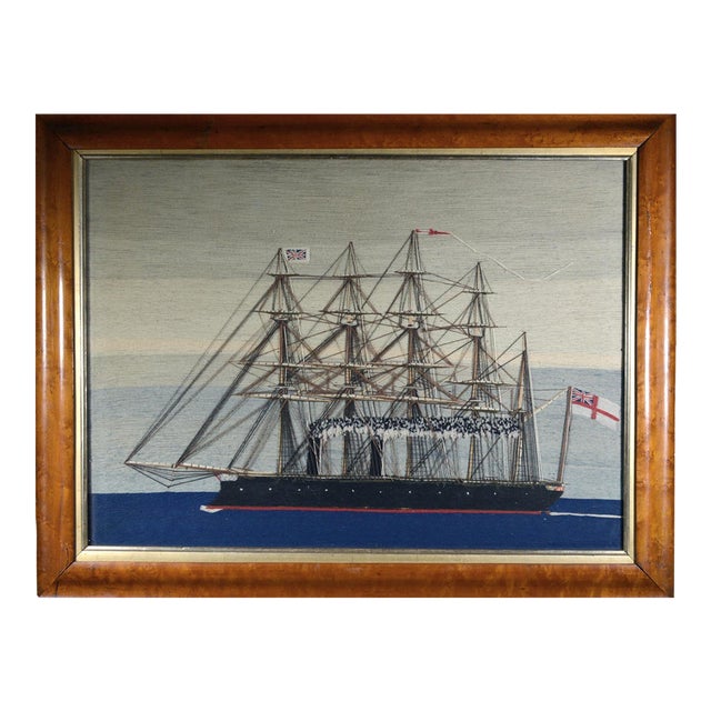 British Sailor’s Woolwork of a Royal Navy Five-Masted Ironclad HMS Minotaur in Her Trials Rig, Minotaur Class For Sale