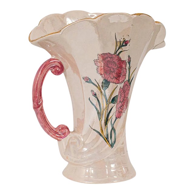 Mid-20th Century Ceramic Floral Motif Pouring Jug For Sale