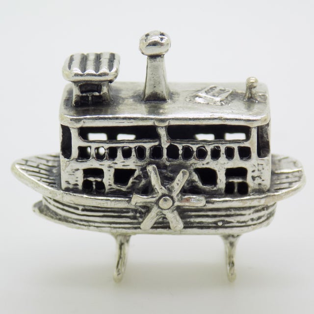 Vintage Italian Handmade Silver Paddlewheel Steam Boat Figurine, Tuscany, Arezzo, Italy, 1980s For Sale - Image 11 of 11