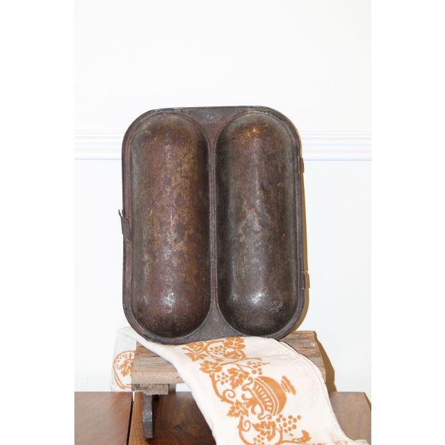 Antique Ideal 1897 Metal Double Bread Loaf Baker's Mold W/ Original Clasp For Sale - Image 4 of 11