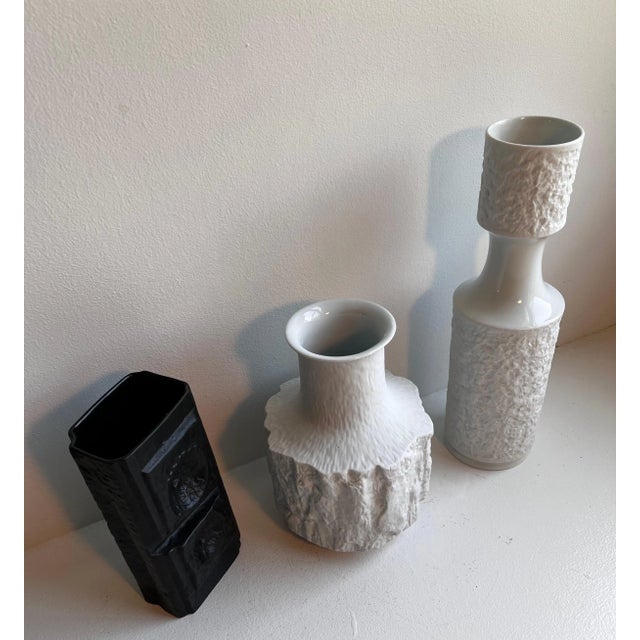 Vintage German Textured Porcelain Vases - Set of 3 For Sale - Image 9 of 12
