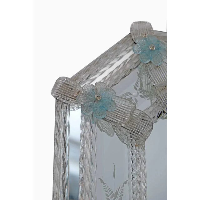 Octagonal Mirror with Glass Flowers, 1940 For Sale - Image 9 of 10