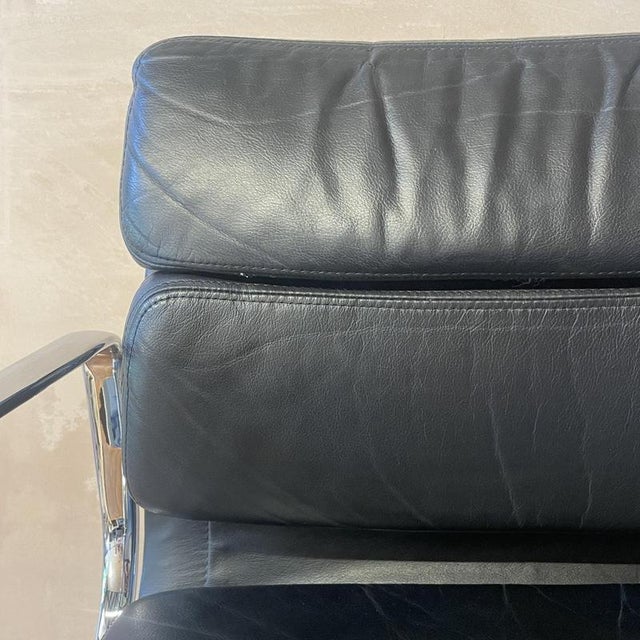 Eero Saarinen Black Leather Soft Pad Chair by Charles and Ray Eames for Vitra, 1960s For Sale - Image 4 of 14