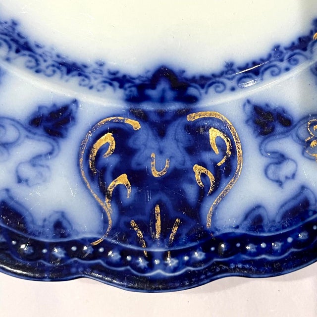 Wood & Son Late 19th Century Wood & Son Flow Blue Seville Ironstone Dinner Plate For Sale - Image 4 of 7