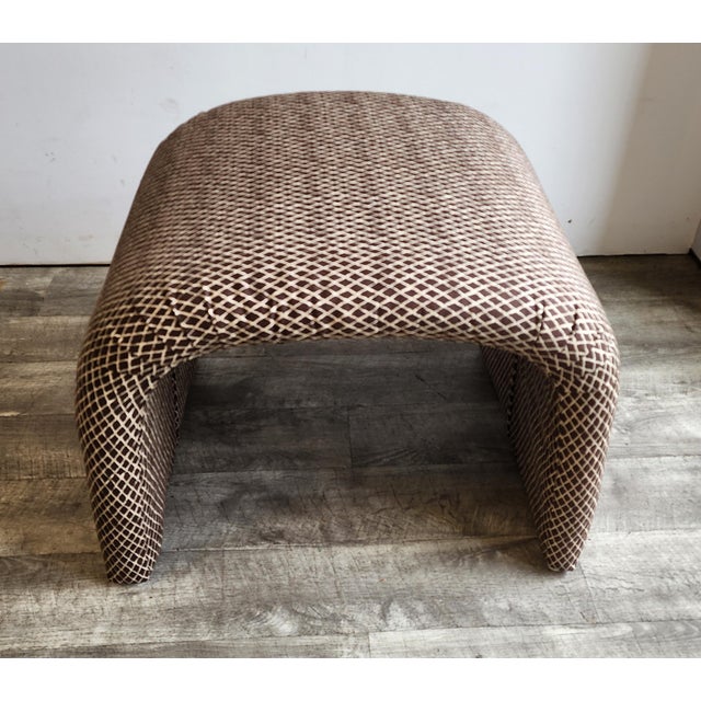 Mid-Century Modern 1970s Vintage Karl Springer Style Waterfall Bench/Ottoman For Sale - Image 3 of 8