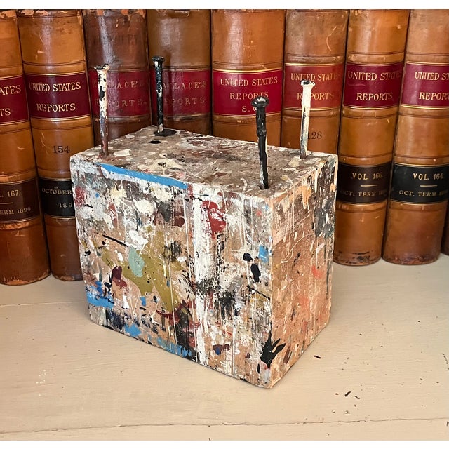 Mid-Century Modern George S. Rennie III (American 1940 - 2022) Mid-Century Modern Mixed Media Construction Abstract Drip Painting Table Sculpture Circa 1965 For Sale - Image 3 of 17