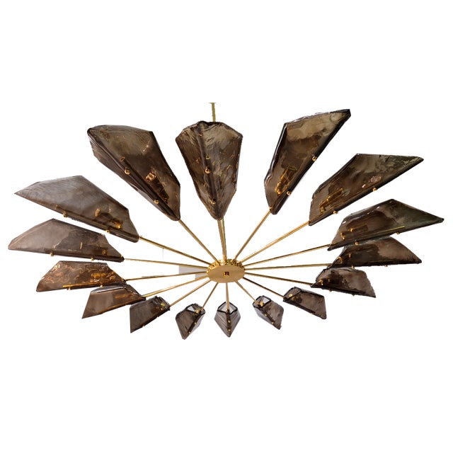 Vintage Chandelier in Brass by Alain Delon For Sale