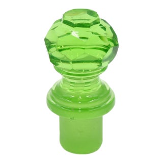 Vintage Green Glass Bottle Stopper For Sale