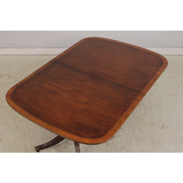 Traditional Baker Mahogany Inlaid Banded Dining Room Table For Sale - Image 3 of 16